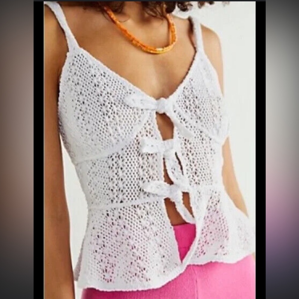 NWT Free People Beach Charlize Crochet Tank Top in White